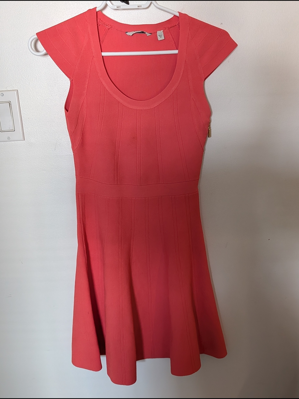 GUESS Coral Cap-Sleeve Fit & Flare Mini Dress